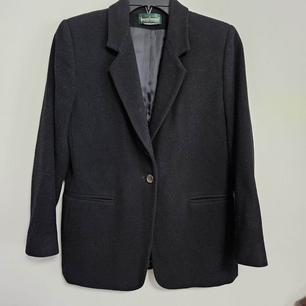 Harve Bernard Lined Wool Blazer Black Jacket Women's SIze 8 Petite EUC